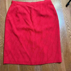 Red Skirt with Beaded Embroidery